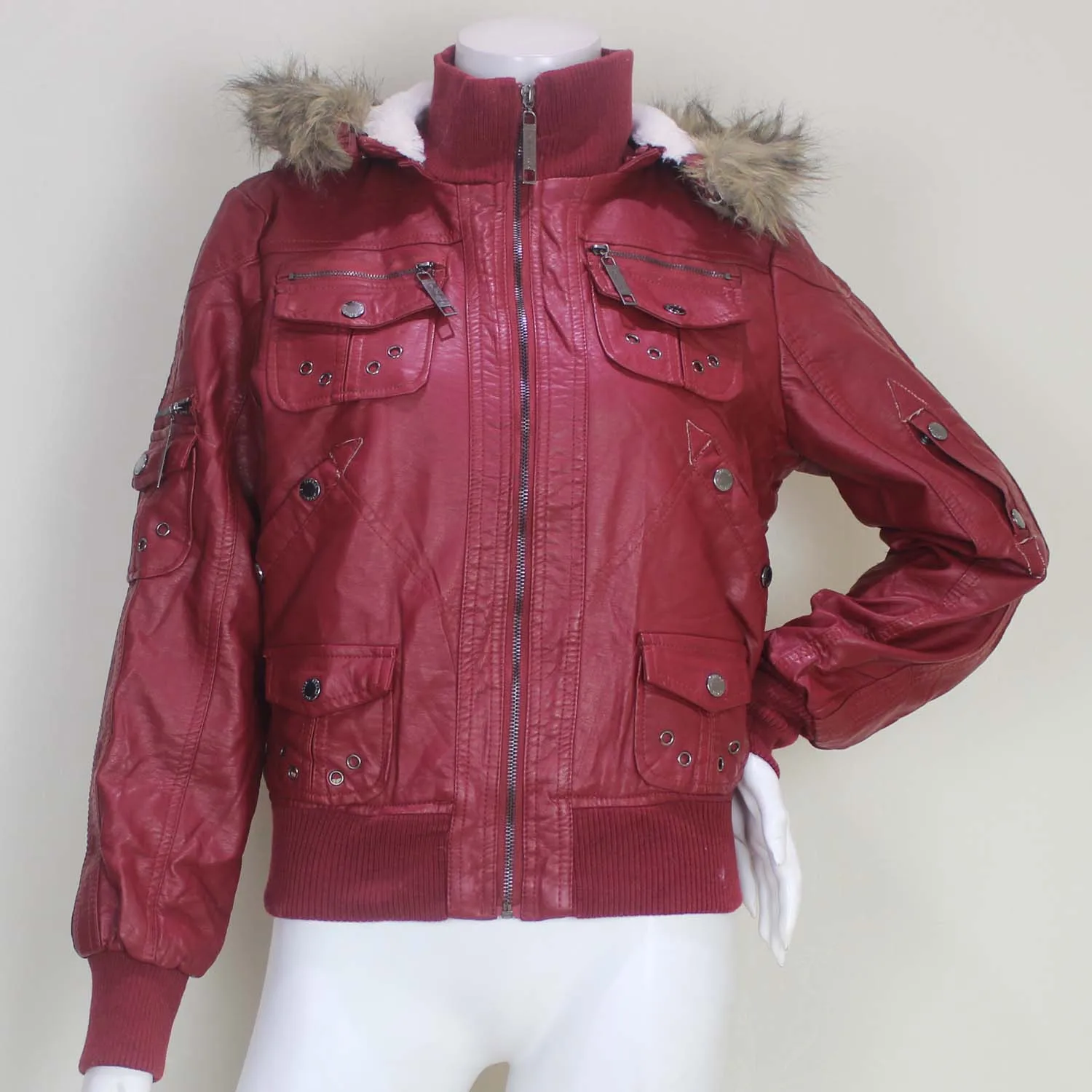 дамы коёаная куртка с капюшоном