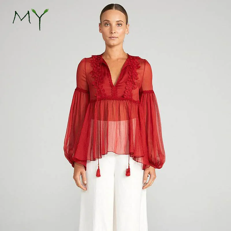 red peasant blouse