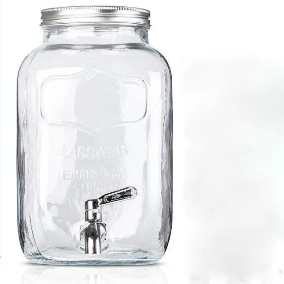 Big Glass Jar 3l 5l Portable Glass Beverage Dispenser With Tab Buy
