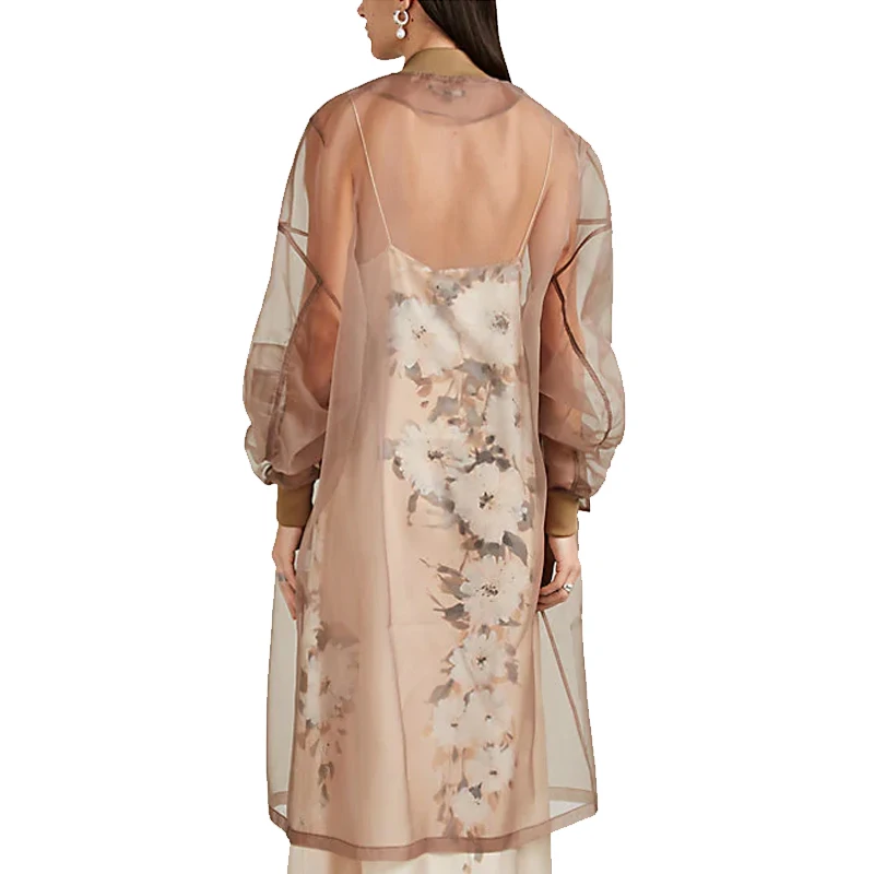 OEM Service Women New Spring Style Design  Latest Custom Organza Oversized Bomber Thin Jacket