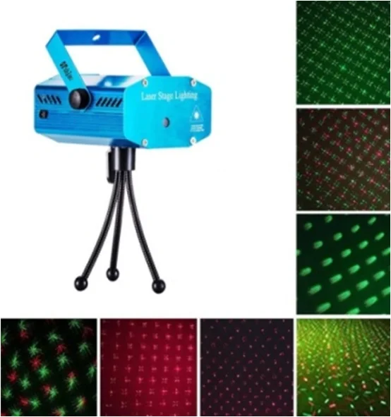 Mini Projector RG DJ Disco Strobe Flash Laser Stage Light for Christmas Decoration with MP3