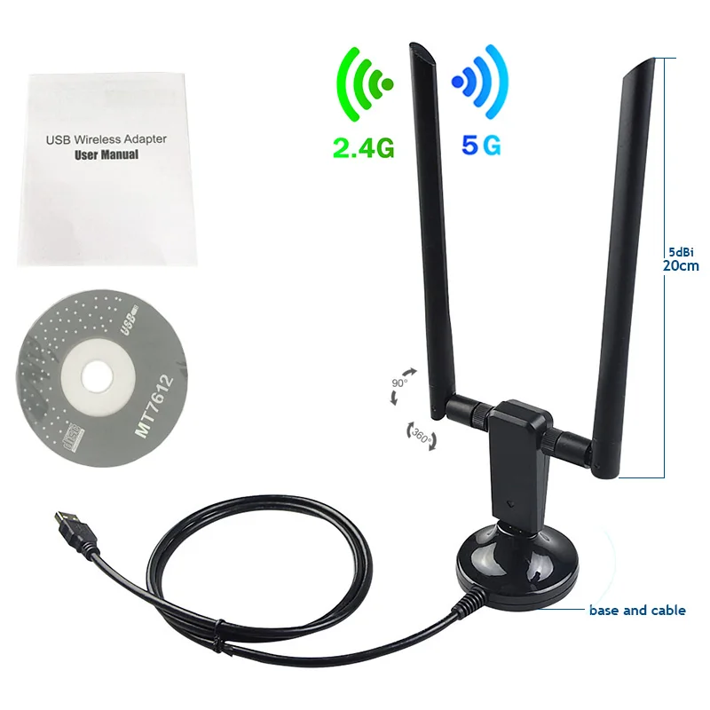 80211gn Usb Wifi Wireless Lan Adapter Driver 1200mbps Mt7612 Dual Band Wifi Adapter