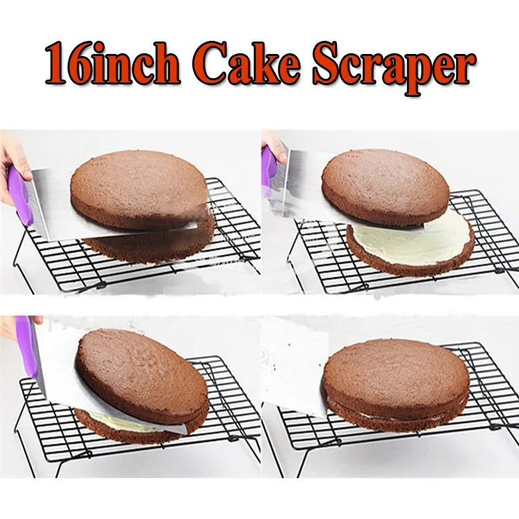 Cake Angled Scraper Lifter Moving Plate Cookie Spatula Purple Cake Tools Metal Dessert Decorators Stainless Steel