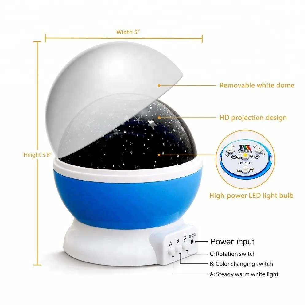 Factory Price USB Battery Powered LED Decoration Night Light Projection Lamp Moon Star Night Sky Star Projector
