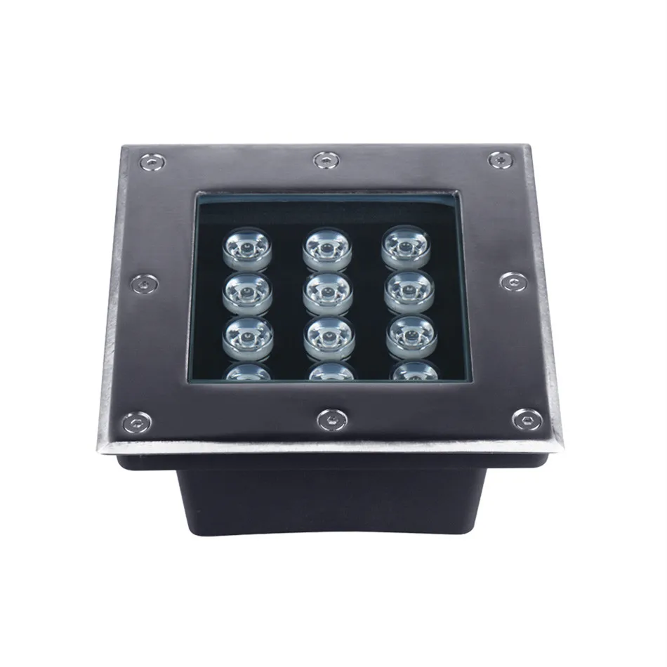 RGB Белый 12 Вт квадратный скрытый Пейзаж Открытый Сад DMX512 IP67 Водонепроницаемый светодиодный встраиваемый + CCT Подземный свет