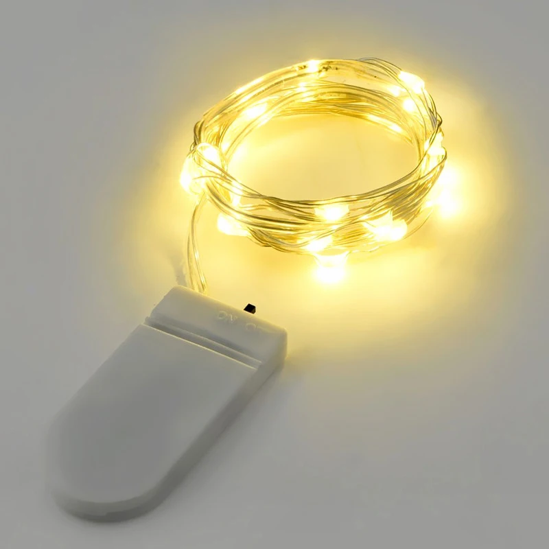Luz de cadena de 2 m operada con batería con 20 LED LED LED de cadena de alambre de cobre 