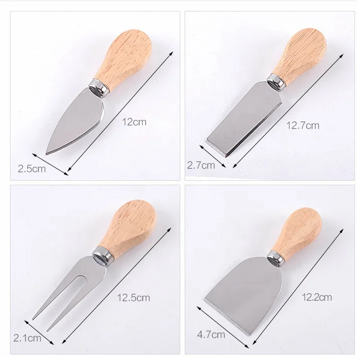 Cheese Mezzaluna Cutting Board and 4 Piece Round Wood Cheese Board Set