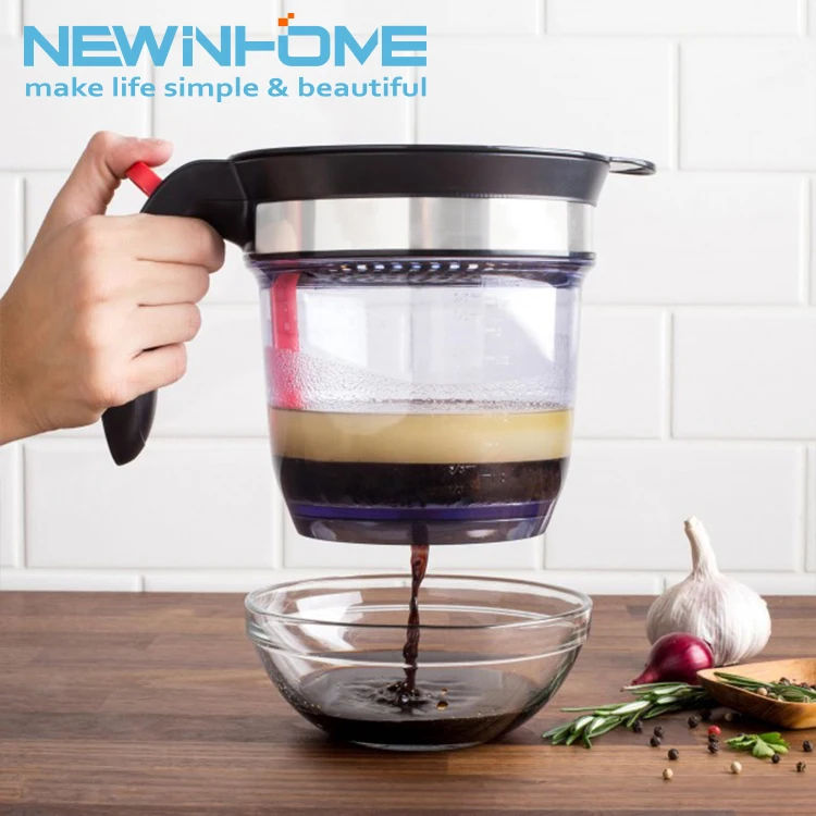 Newinhome 4 Cups Gravy Fat Separator Plastic Cooking Gravy Food Oil Dispenser Fat Strainer image 2