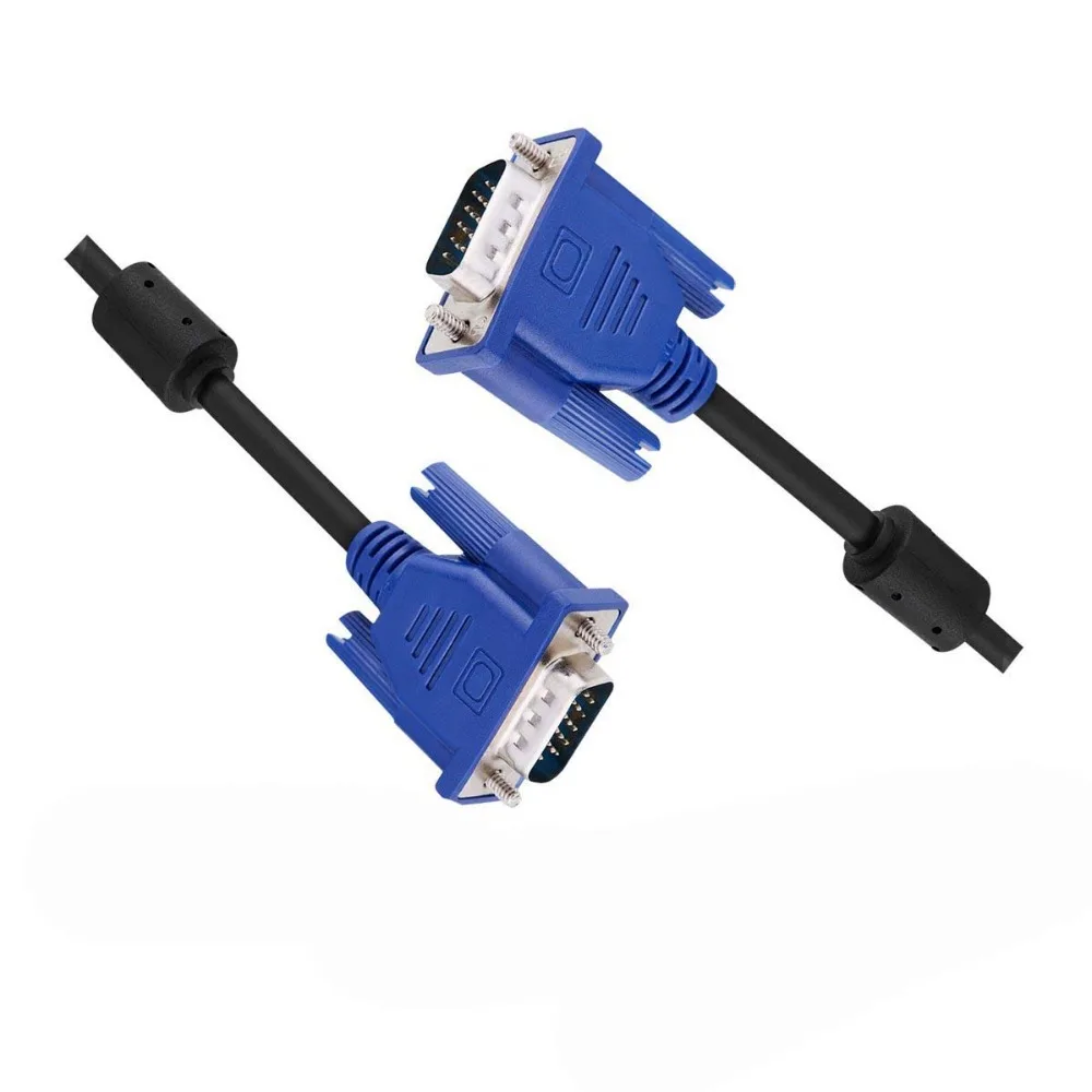Connecteurs Bleus HD15 mâle vers mâle SVGA VGA Long câble de Moniteur vidéo pour téléviseur Ordinateur projecteur 1,5 m 2 Pack Noir 