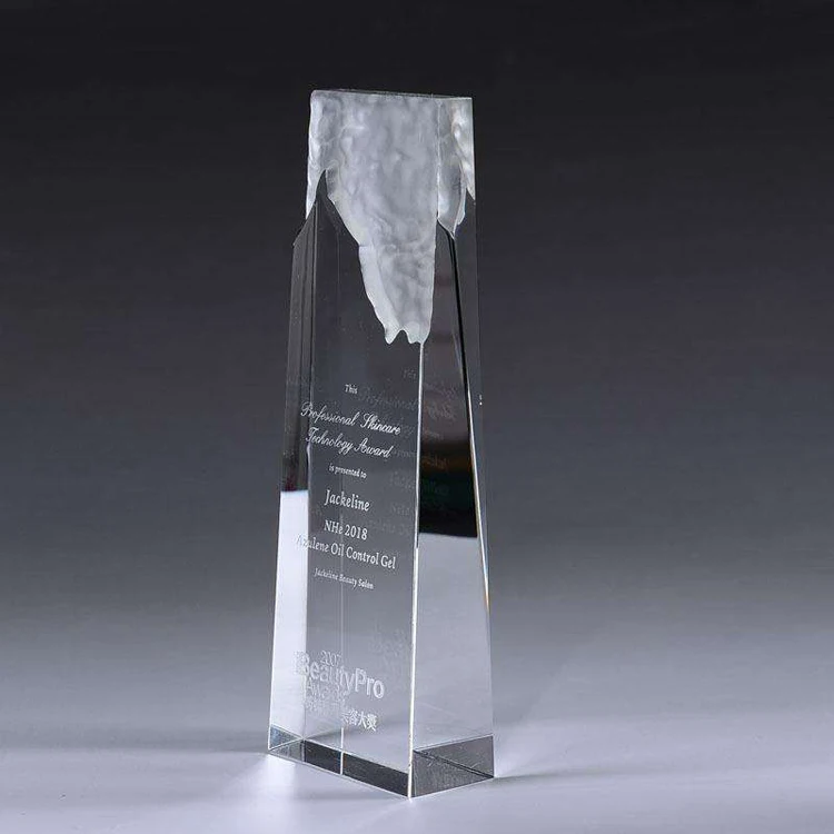 New Crystal Trophy With Sandblasting Crystal Arwrds for clear Color Customized Logo and Size Trophy Glass Trophy and Award