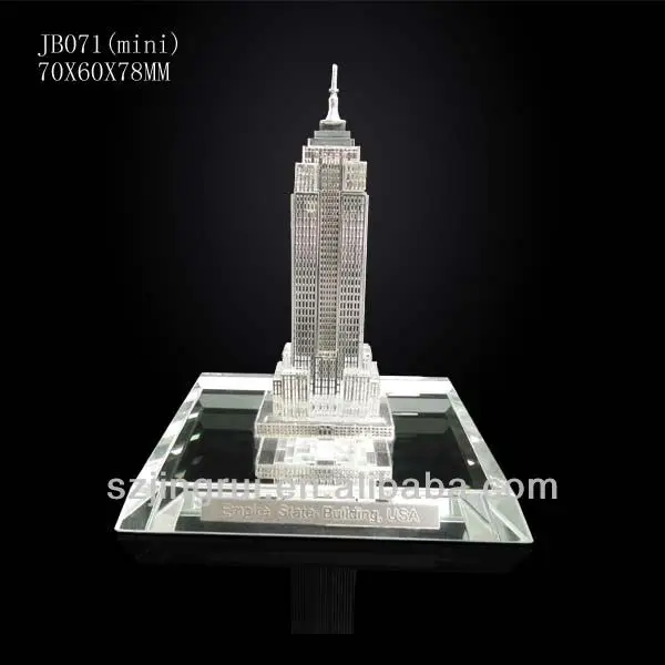 Min Size Metal Empire State Crystal 3D Building Model in Silver