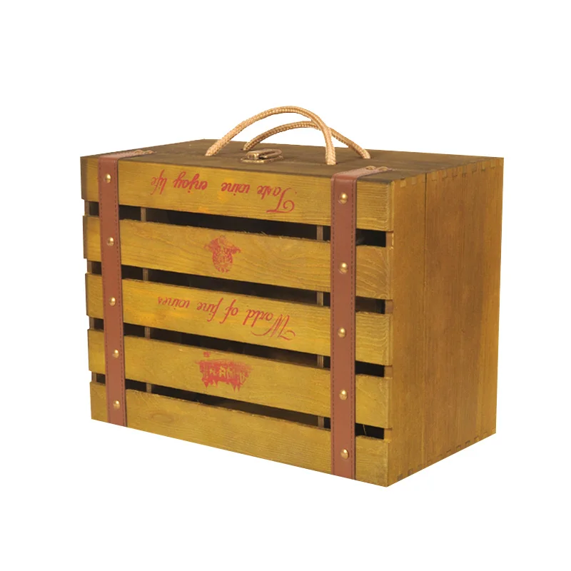 Деревянный ящик вина Упаковка Сосна Подходит Ящики Case Бар Отеля Выставка Home Box JH214