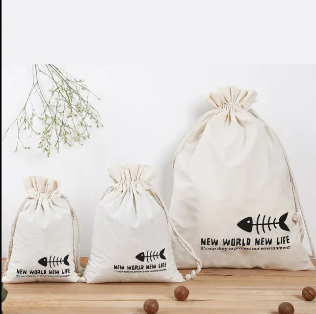 Wholesale Cotton Muslin Drawstring Bags for Reusable Packaging Custom Logo Print for Jewellery Shoes Clothing Gifts Promotions