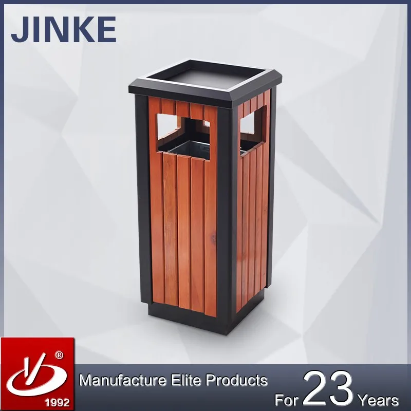 Outdoor Ashtray Garbage Can - Teak Ash & Trash Urn