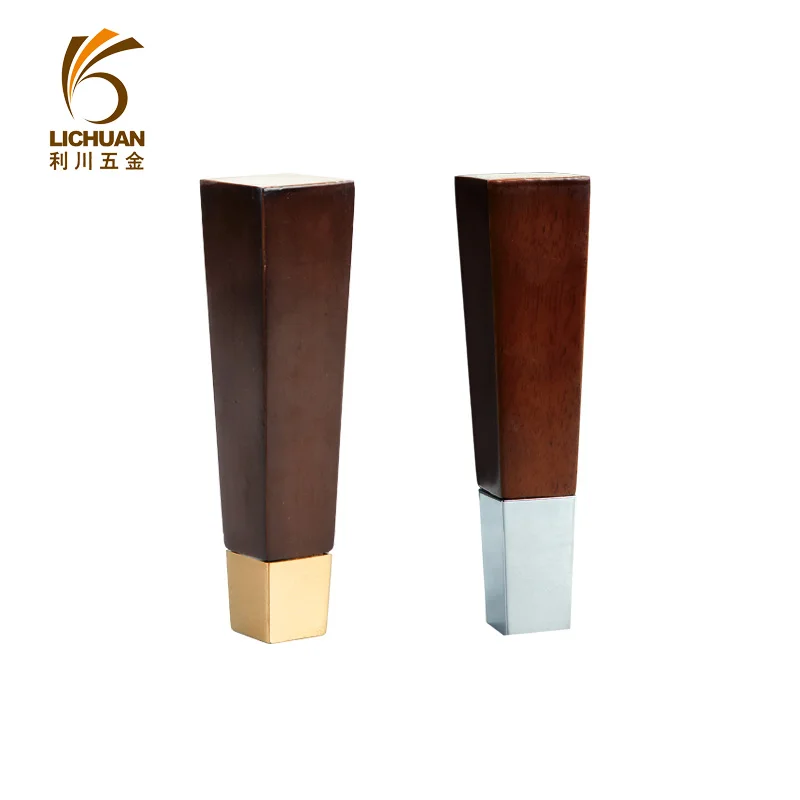 18cm shaped turned wooden feet furniture bed legs sofa wooden Legs with Metal Leg Cups