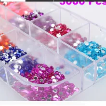 2500Pcs Round Nail Art Rhinestones Glitter Decoration Mixed 12 Colors in Case pegatinas unas pochoir nail