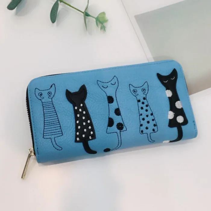 Лидер продаж модный кошелек с вышивкой для подростков изображением пяти маленьких кошек милый женщин