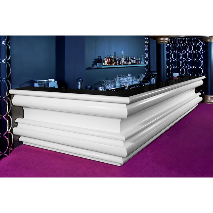 商業用ホワイトバーカウンターアクリルL字型ジュースカフェサラダ