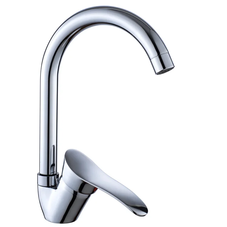 zinc handle body deck mounted kitchen faucet Stainless steel pipe rotate Water Outlet