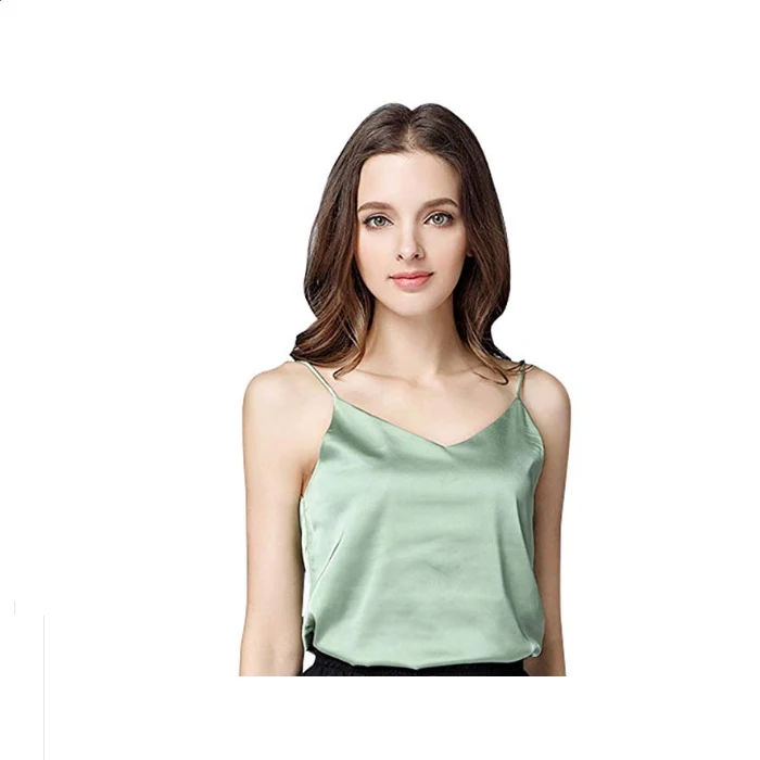 Sexy Satin Top Women Sleeveless Shirt 