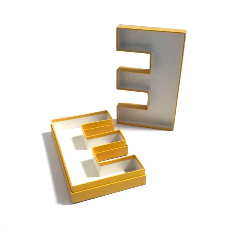 New Design Rigid Cardboard Letter E Shape Packaging Gift Boxes Accept OEM and Wholesale