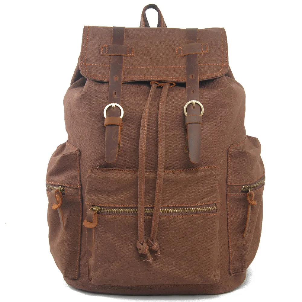 Hot selling canvas school bag for teens high quality waterproof canvas laptop backpack