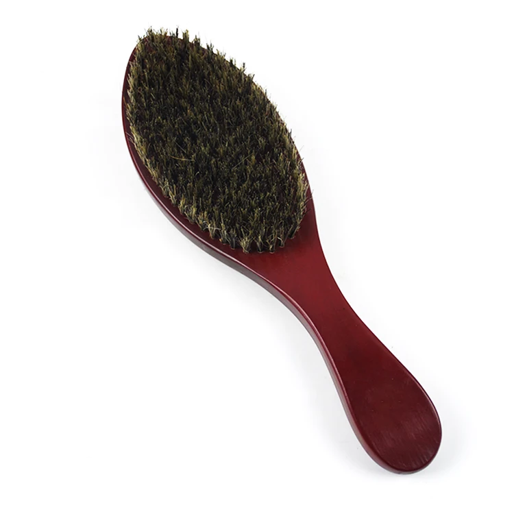 Custom Men's Grooming Beard Brush New Design Wooden Wave Brush 360 Curved Medium Hard Boar Bristle Brush