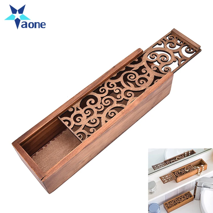 Multifunction Storage Box Hollow Wood Pencil Case Wooden Pencil Box Pencil Cases School Gift Kawaii Stationery Large Capacity