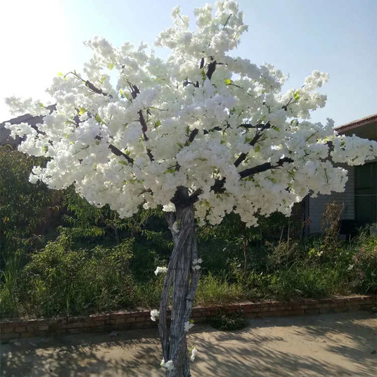 China Factory 8Ft Artificial Cherry Blossom Tree White Artificial Wedding Decor Tree Plastic Japan Sakura Artificial Flower Tree