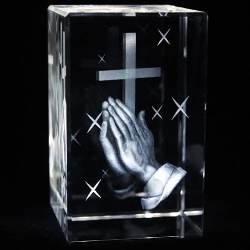 customize catholic religious souvenir 3d laser engraved crystal cube