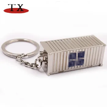 3D Cuboid Container Shape Metal Keychain for Shipping Company Promotion Gift