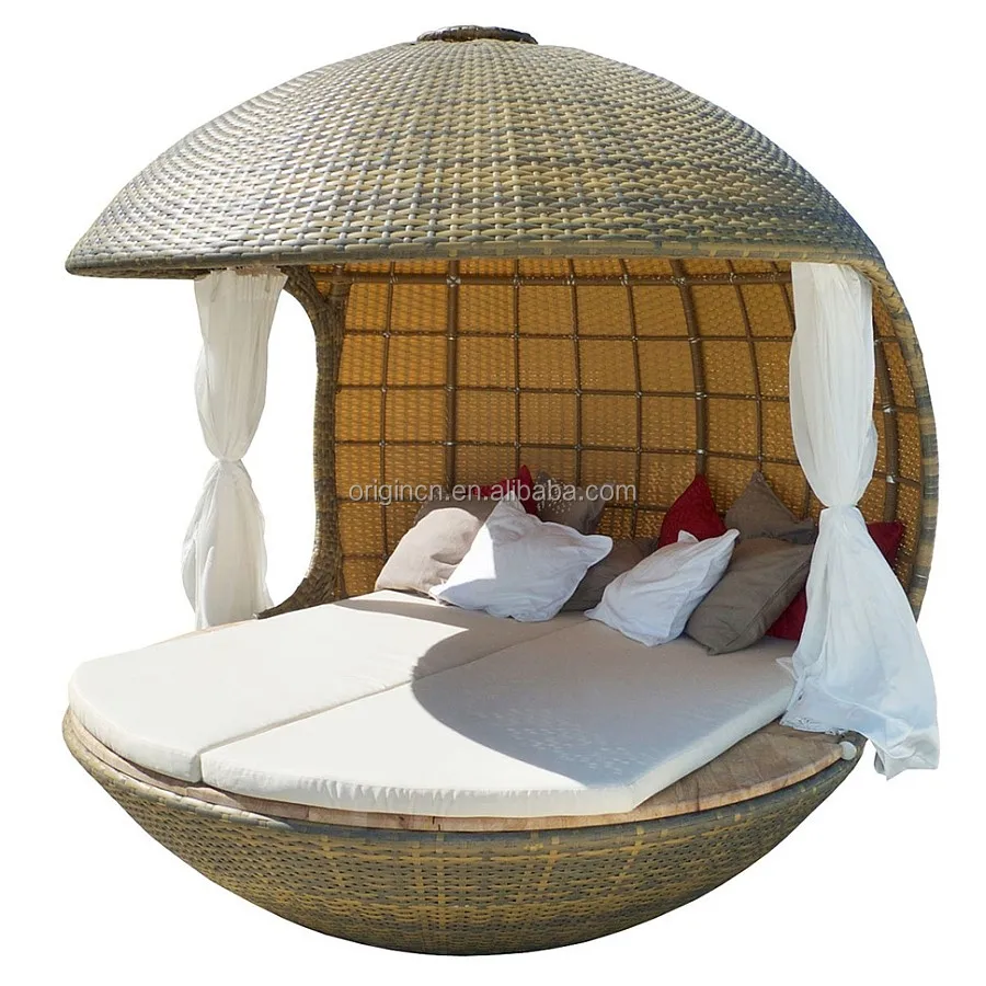Maar kapok Feat Tropical Round Shaped Outdoor Garden Furniture Sunbed With Canopy Rattan  Cocoon Bed - Buy Rattan Cocoon Bed,Beach Sunbed,Outdoor Garden Furniture  Product on Alibaba.com