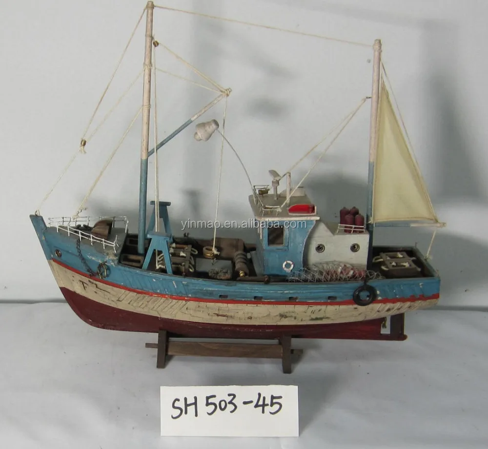 Wooden Fishing boat model with sail