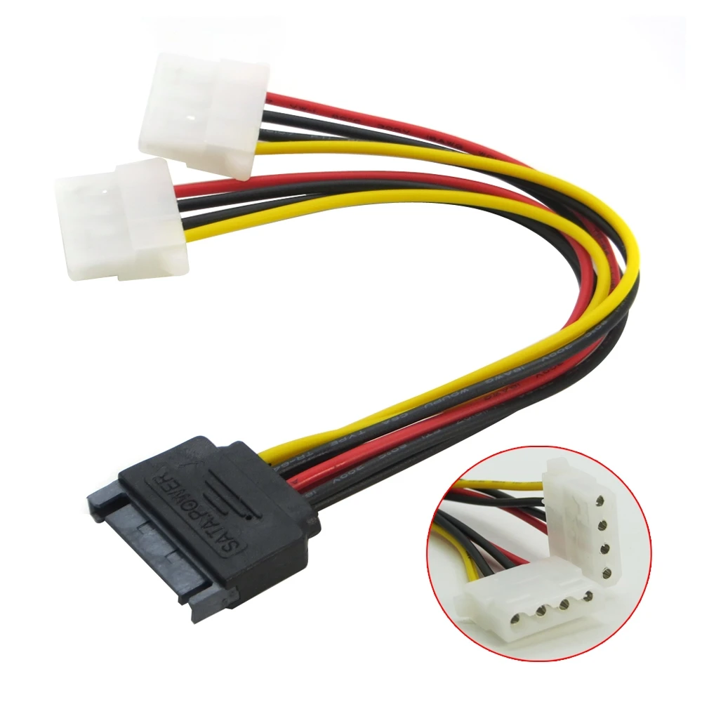 pillow gasoline Prick Power Adapter Cable 15 Pin Sata Male To Dual 4 Pin Ide Hdd Female - Buy 15 Pin  Sata To 4 Pin Ide Cable,Sata 15 To 4 Pin Power Cable,Sata To Dual