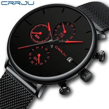CRRJU 2268 Men Watch Reloj Hombre Top Brand Luxury Quartz Watch Big Dial Sport Waterproof Relogio Masculino Saat