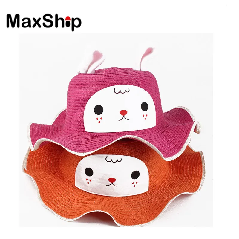 Новый стиль, детские шапки, мягкая бумажная Соломенная Шапка с ушками кролика