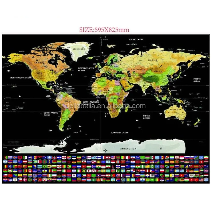 国旗付きの最新のデラックスウォールワールドスクラッチポスター旅行地図 Buy 壁世界地図 スクラッチポスター Product On Alibaba Com