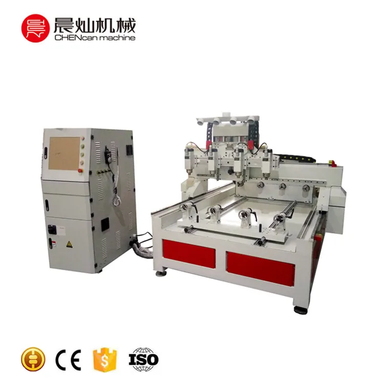 4 Heads 3d 4 Axis Multi Spindles CNC Router with Rotary