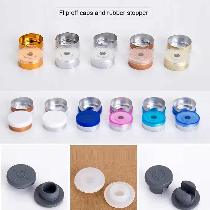 
 Пустые стерильные медицинские флаконы из прозрачного янтарного стекла с алюминиевой крышкой 20 мм, 4-30 мл  