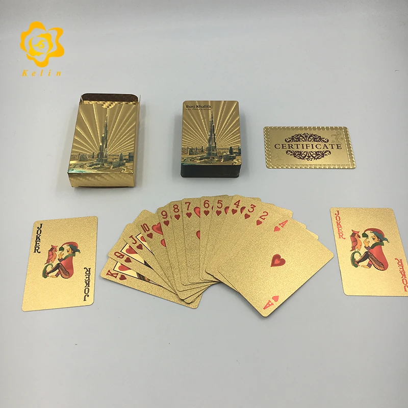 Carte Da Poker In Lamina Oro Euro 500 – Impermeabili In Plastica Con Sacchetto Per Feste