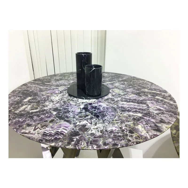 Amethyst Marble Dining Table Set for Counter Top Wall and Flooring Marble Table