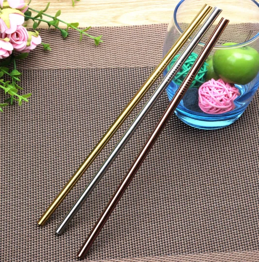 Металлическая многоразовая Питьевая соломинка 304 пищевого класса с ароматом LFGB, 10,5 дюйма