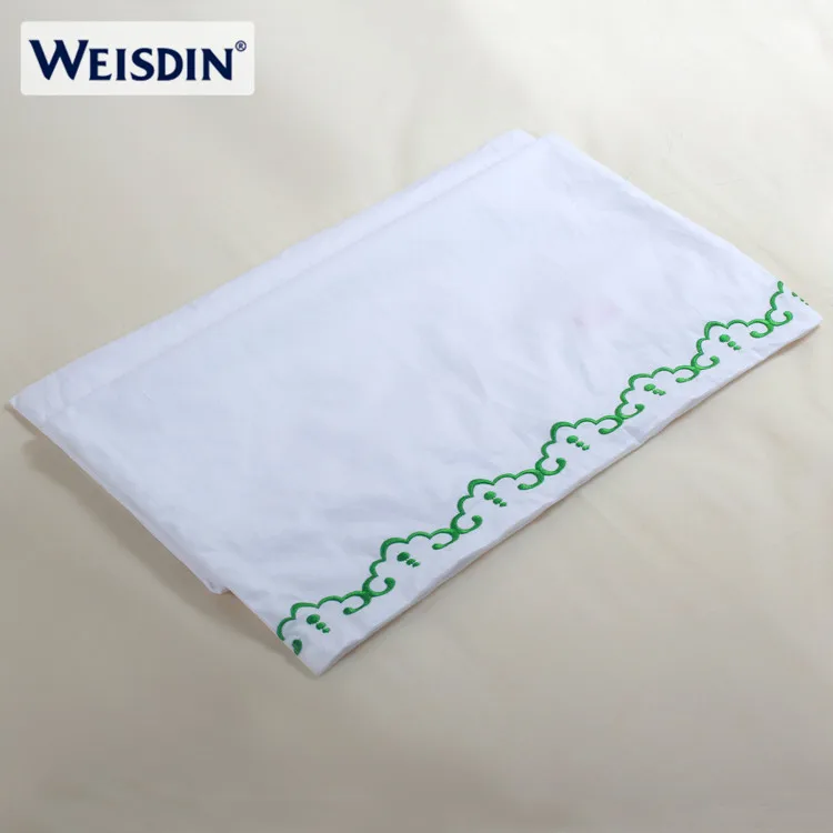 Китай поставщиков вышивка наволочка 300 нить ткань сатин белый отель custom