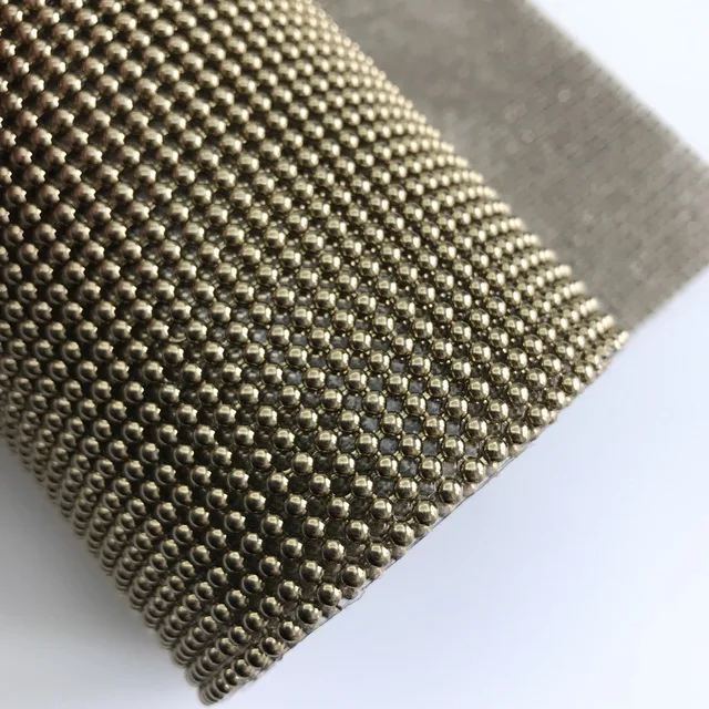 Sparkling Metallic Sequin Cloth Hot Fix Metal Beaded Mesh Sheet Aluminum Chain Mail Fabric for Curtains