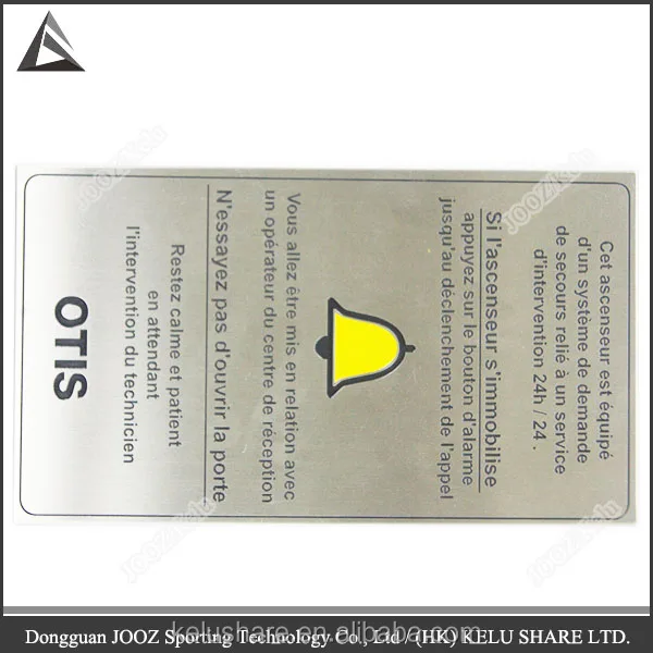 
 Металлический предупреждающий знак, подвесная отметка на лифте или машине  