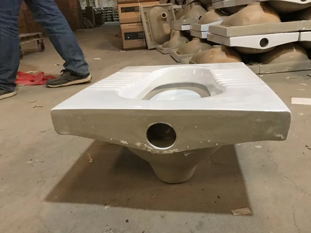 Public WC Used Type of Asian Bathroom Design Squatting Pan Toilet