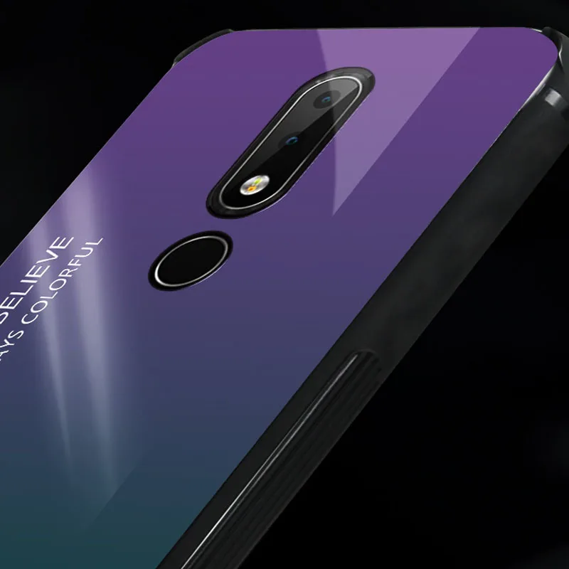 Simple Gradient Tempered Glass Hard Case With Soft Frame Cover for Nokia X6 7 Plus 8 3.1 Plus 7.1 X7 3.1 Plus 9 Phone Coque Capa