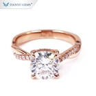 Tianyu gems cushion cut moissanite DEF VVS 14k/18k rose gold diamonds engagement ring