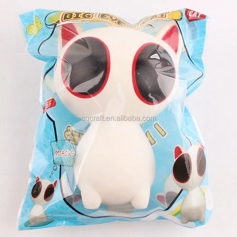 Оптовая Дисплей, играть, Squishy Kawaii Большие Глаза Кошки с Брелок для Девочки