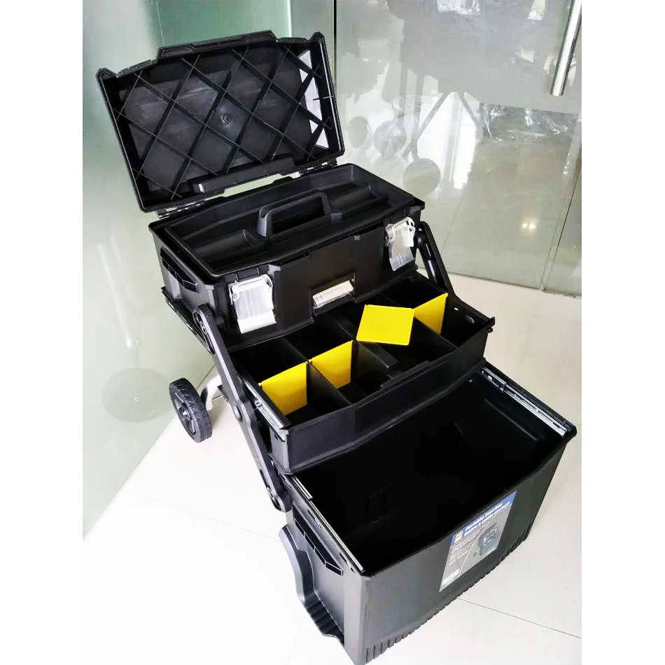 Stanley Style 4 Layers Storage Plastic Moving Tool Chest Rolling Tool Box with Wheels